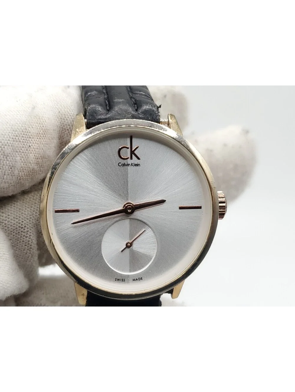 Calvin Klein 1090 Small Seconds Watch Women 32mm Silver Dial New Battery